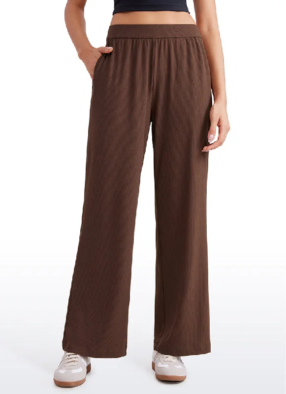 Yoga Shorts for Stretch and Endurance -Ribbed High Rise Wide Leg Sweatpants with Pockets 30.5" Yoga Shorts for Stretch and Endurance -Ribbed High Rise Wide Leg Sweatpants with Pockets 30.5"