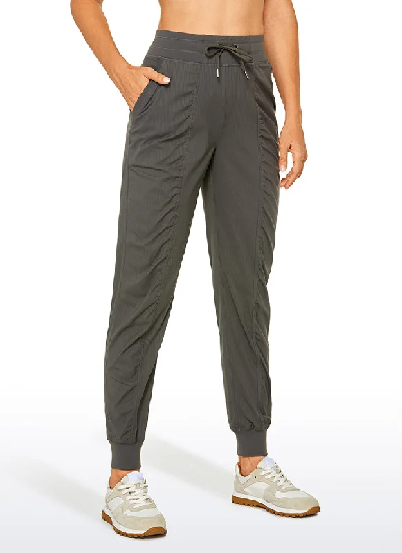 Yoga Shorts for Balance -Striped Joggers with Pockets 28'' - Ruched