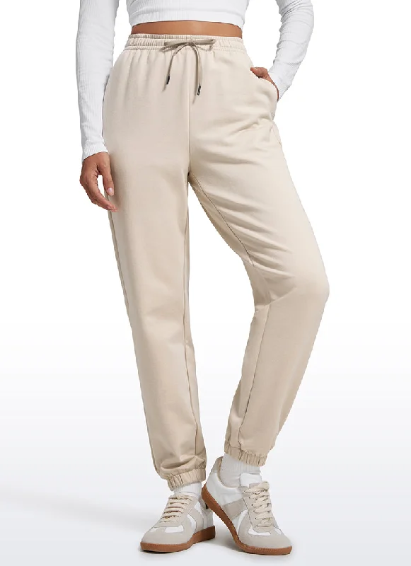 Yoga Shorts for Pilates and Yoga -Cotton Fleece Sweatpants Pockets Joggers 28"
