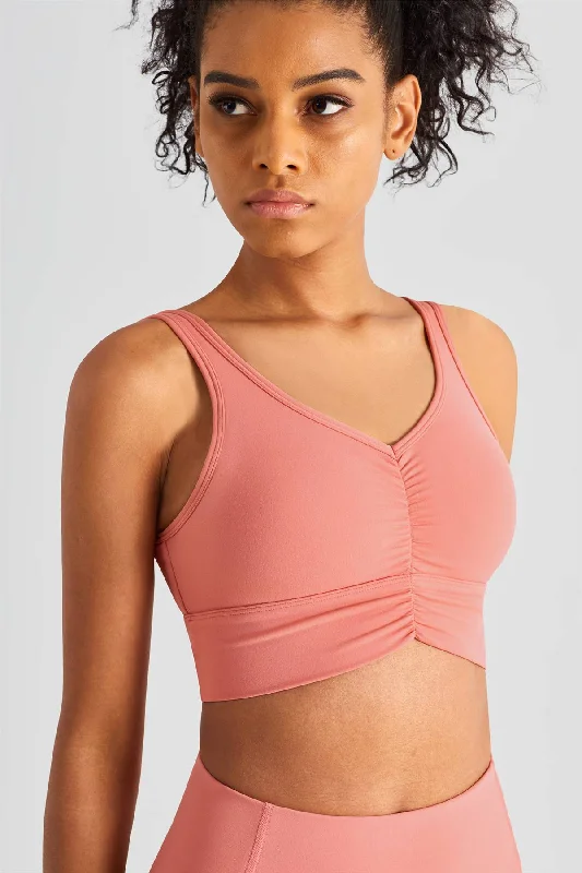 Yoga Bar for Clean Muscle Nutrition -Sleek Ruched Longline Sports Bra