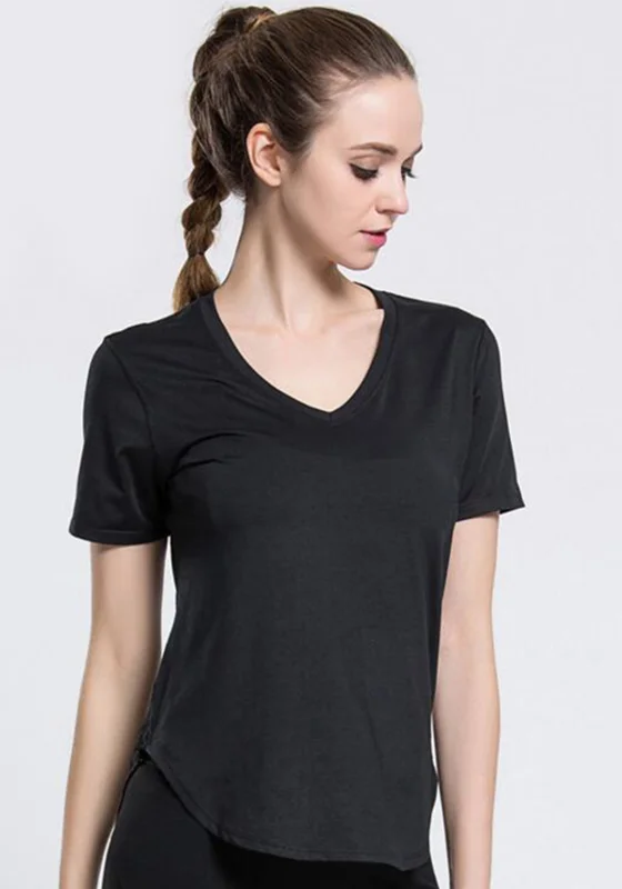 Yoga Tops with Built-In Support -Short sleeve Hollow Mesh T-shirt
