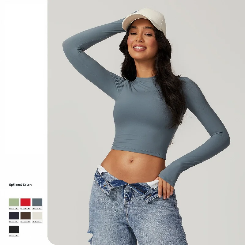 Breathable Yoga Tops for Hot Yoga Practice -Running sports fitness long sleeve top 8743