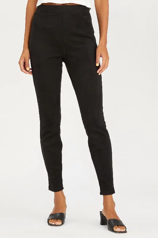Premium Yoga Shorts for Flexibility -Runway Faux Suede Legging In Black