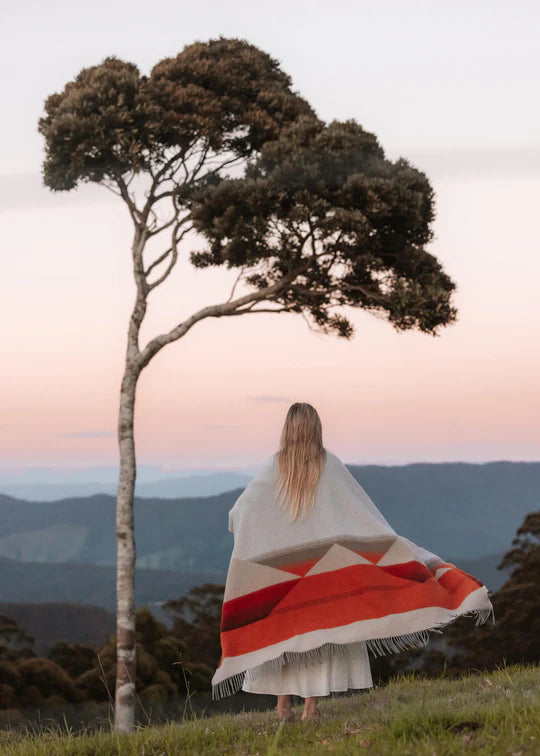 Comfortable Yoga Pants for Long Poses -SackCloth+Ashes Mountain Sunset Blanket