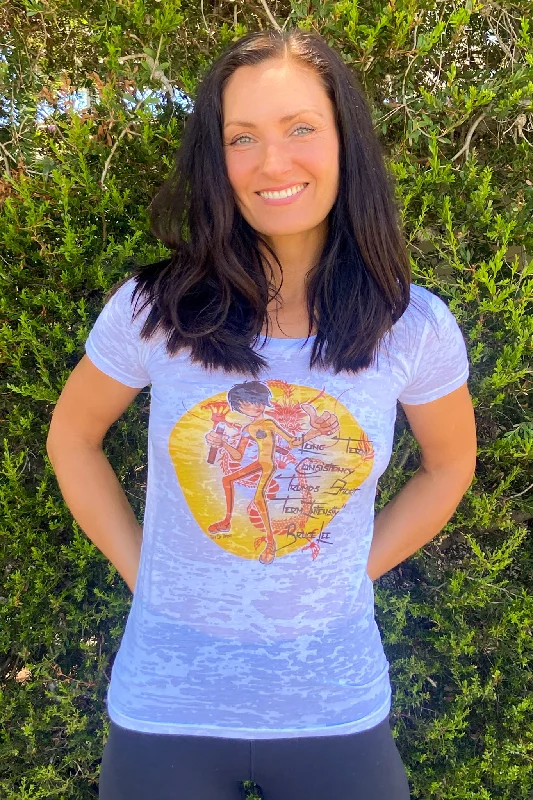 Women's Yoga Tops for Active Sessions -Long Term Consistency Always Trumps Short Term intensity Bruce Lee Boat Neck Burnout Crew Women's Yoga Tops for Active Sessions -Long Term Consistency Always Trumps Short Term intensity Bruce Lee Boat Neck Burnout Crew