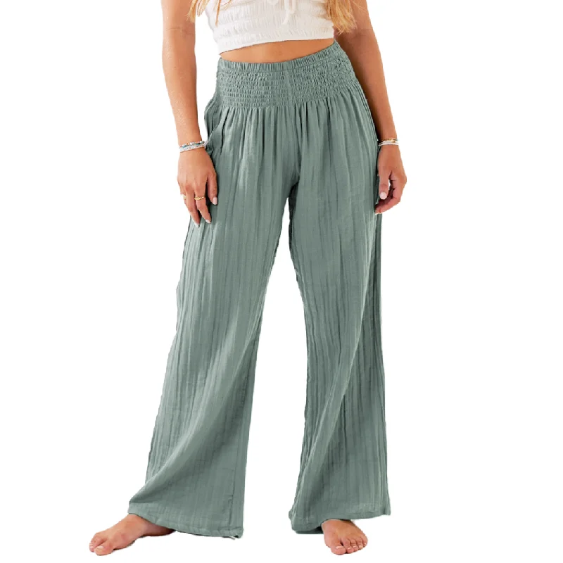 Performance Yoga Pants for Active Women -Sage Wide Leg Cotton Pants