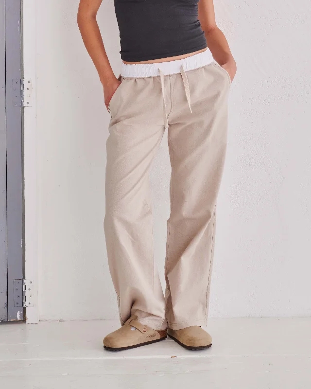 Yoga Pants for Relaxing -Sand & White Flipin' Linen Trouser