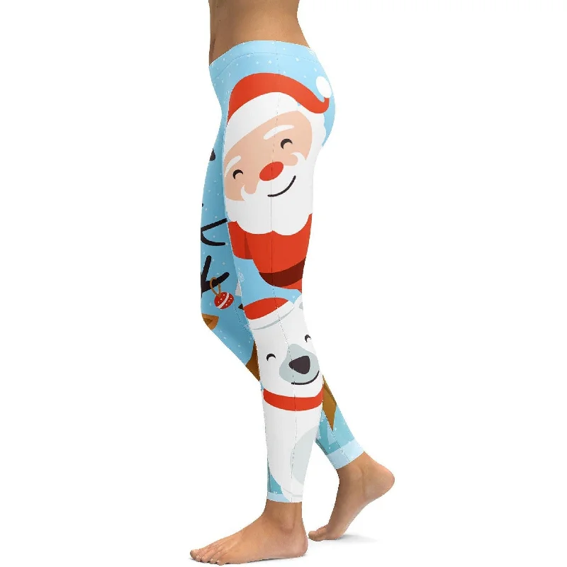 Performance Yoga Pants -Santa and Friends Leggings