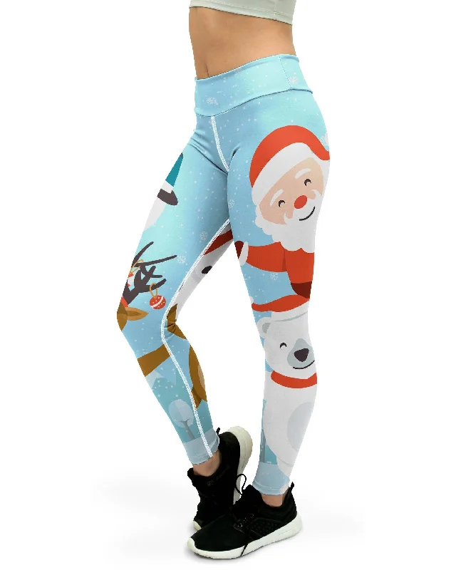 Full Coverage Yoga Pants for Women -Santa and Friends Yoga Pants