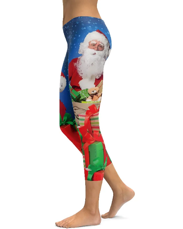 Affordable Yoga Pants for Active Lifestyles -Santa & Presents Christmas Capris