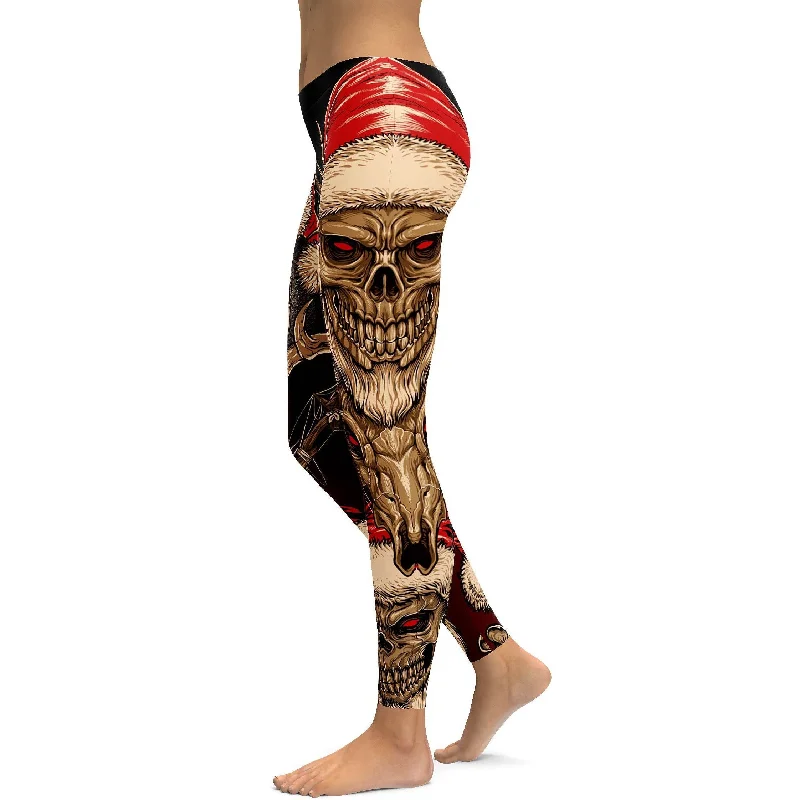 Affordable Yoga Pants -Santa & Rudolph Skull Leggings