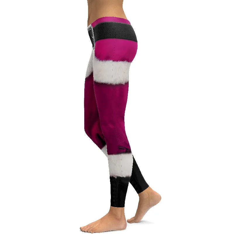 Yoga Pants with Adjustable Waist -Santa's Pants Pink Leggings