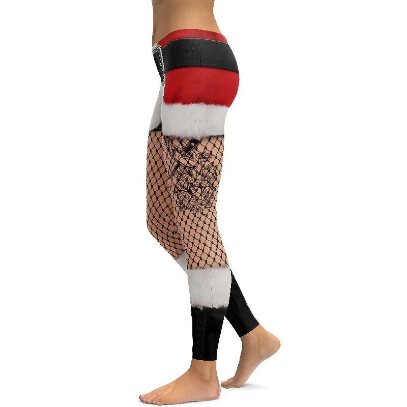 Versatile Yoga Pants -Santa's Shorts and Fishnet Tights Leggings