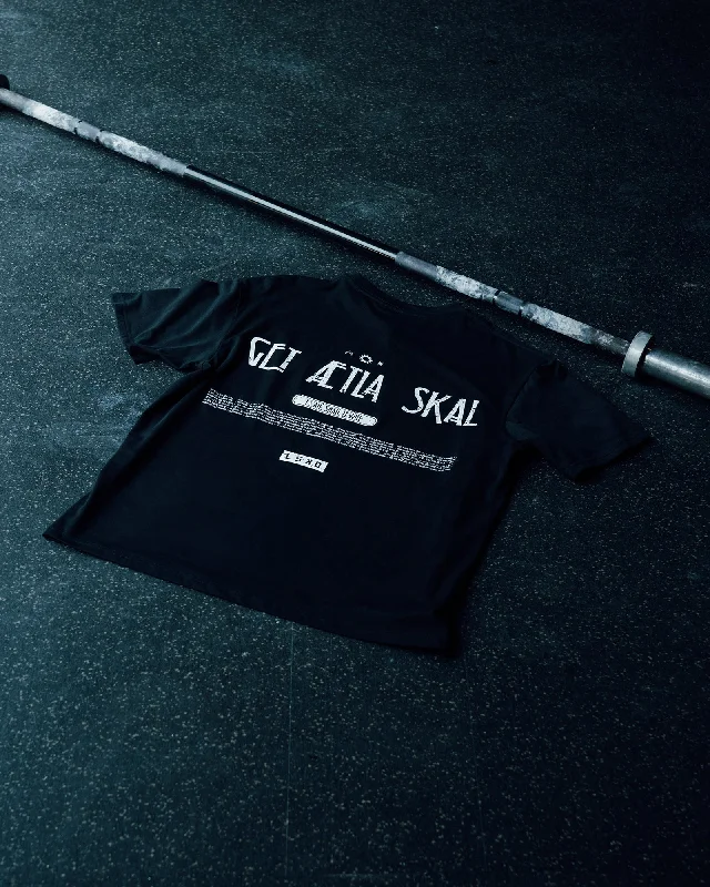 Yoga Tops for Maximum Stretching Ability -Sara GET ÆTLA SKAL Unisex FLXCotton Tee Oversize - Black-White