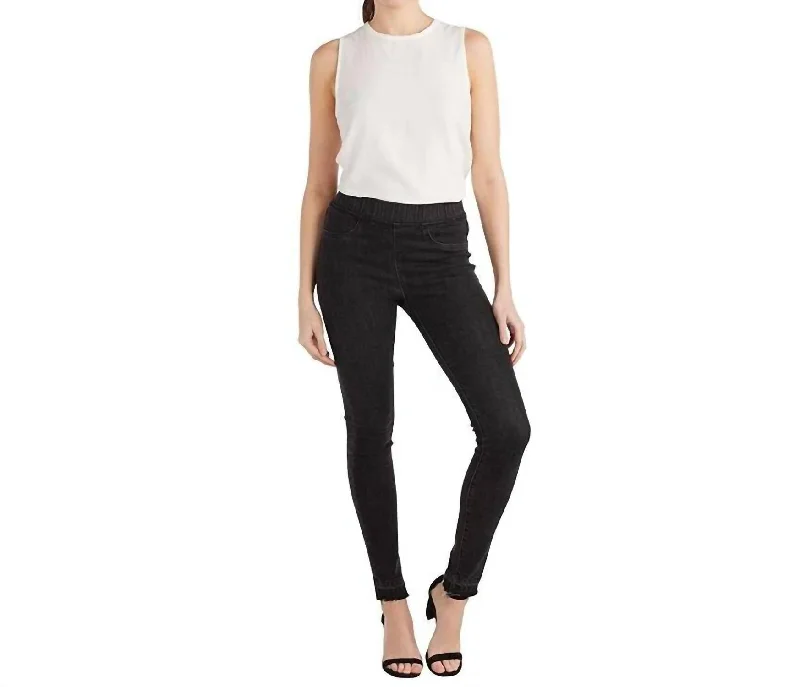 Yoga Shorts for Performance and Comfort -Sarah Denim Legging In Black