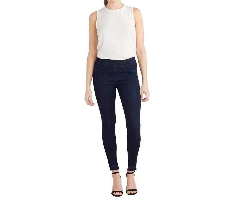Breathable Yoga Shorts for Hot Weather -Sarah Denim Legging In Dark Wash