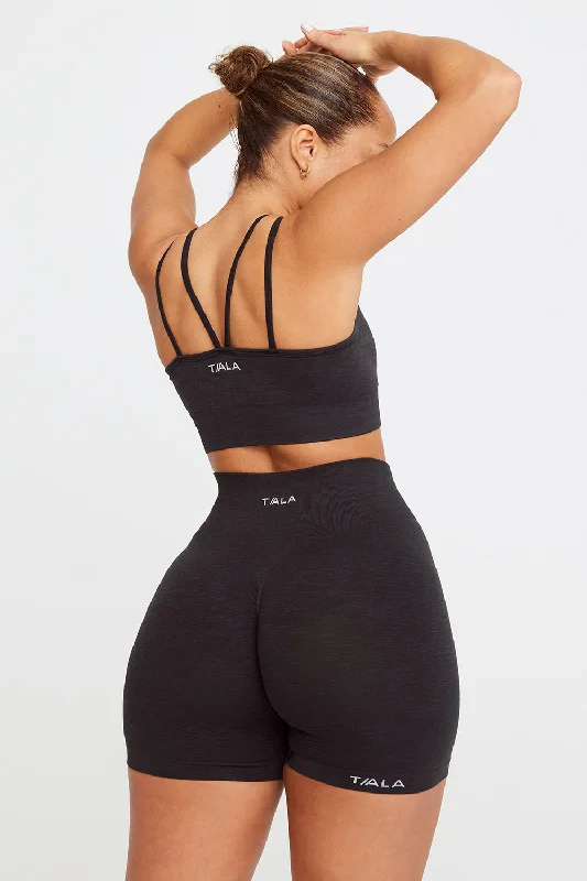 Comfortable Yoga Shorts for Yoga Practice -SCULPT SEAMLESS SCRUNCH CYCLING SHORTS - BLACK MARL Comfortable Yoga Shorts for Yoga Practice -SCULPT SEAMLESS SCRUNCH CYCLING SHORTS - BLACK MARL