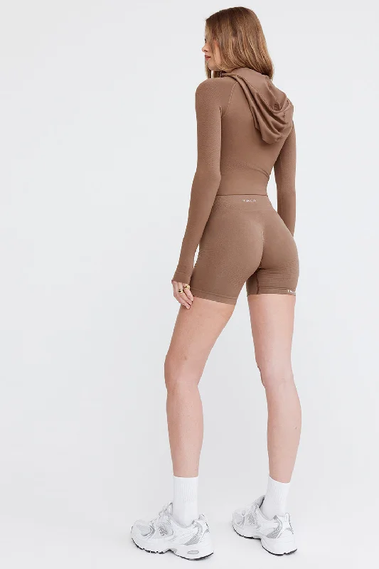 Premium Yoga Shorts for Flexibility and Stretch -SCULPT SEAMLESS SCRUNCH CYCLING SHORTS - CACAO MARL Premium Yoga Shorts for Flexibility and Stretch -SCULPT SEAMLESS SCRUNCH CYCLING SHORTS - CACAO MARL