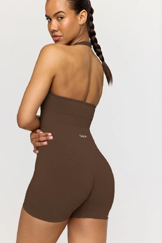 Women's Yoga Shorts for Flexibility and Mobility -SCULPT SEAMLESS SCRUNCH CYCLING SHORTS - COFFEE MARL Women's Yoga Shorts for Flexibility and Mobility -SCULPT SEAMLESS SCRUNCH CYCLING SHORTS - COFFEE MARL