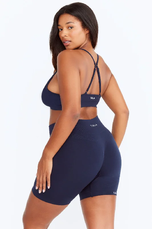 Yoga Shorts for Everyday Flexibility -SCULPT SEAMLESS SCRUNCH CYCLING SHORTS - NAVY MARL Yoga Shorts for Everyday Flexibility -SCULPT SEAMLESS SCRUNCH CYCLING SHORTS - NAVY MARL