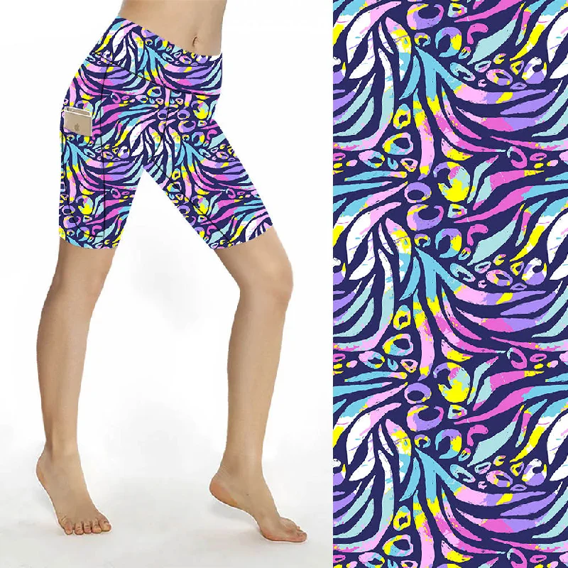 Yoga Shorts for Comfortable Stretching -Sculpt Yoga Biker Shorts - Big Cats