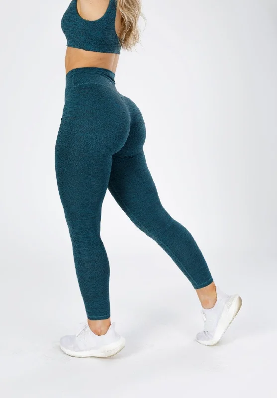 Yoga Pants for Building Strength and Flexibility -Reluna Spacedye Original Sculptseam™ Legging Green Static