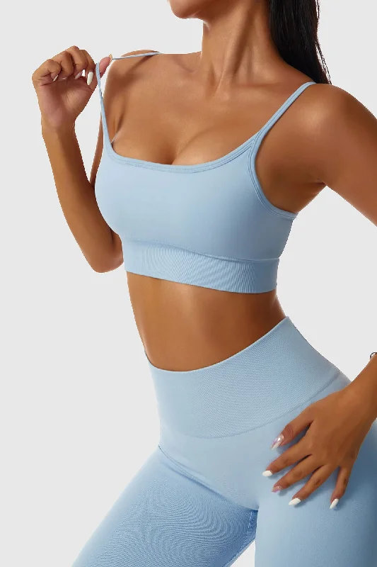 Yoga Bar with Peaches -Seamless Scoop Neck Sports Bra