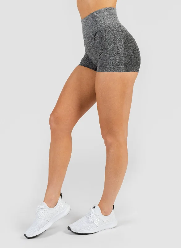 Stretchy Yoga Shorts for Core Workouts -SEAMLESS COMPRESSION SHORTS - ASPHALT