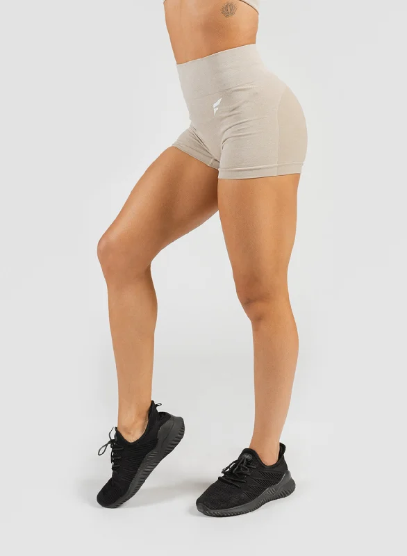 Yoga Shorts for Deep Stretching Poses -SEAMLESS COMPRESSION SHORTS - SAND