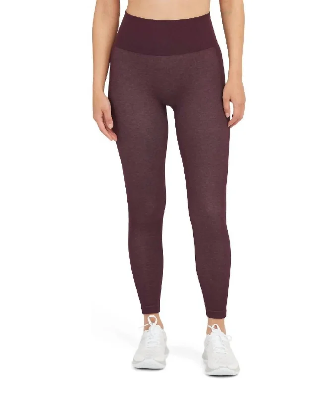 Stylish Yoga Shorts for Daily Fitness -Seamless Track Stripe Leggings In Plum
