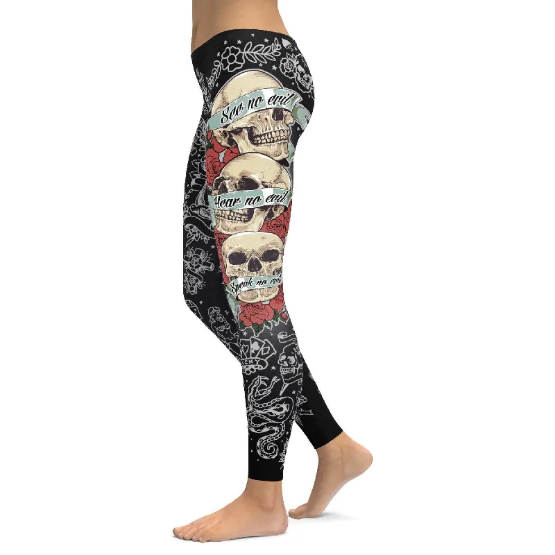 Soft and Supportive Yoga Pants for Women -See no evil, Hear no evil, Speak no evil Black Leggings Soft and Supportive Yoga Pants for Women -See no evil, Hear no evil, Speak no evil Black Leggings