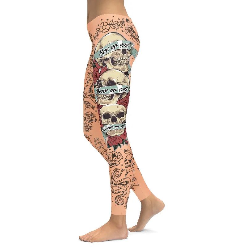 Yoga Pants for Increased Flexibility -See no evil, Hear no evil, Speak no evil Leggings