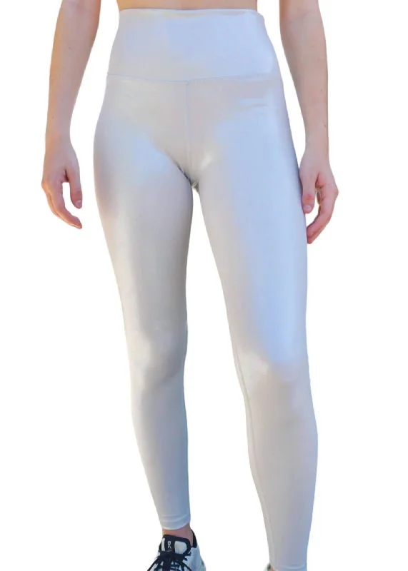 Yoga Shorts with Breathable Fabric -Seeing Rainbows Leggings In Grey Foil