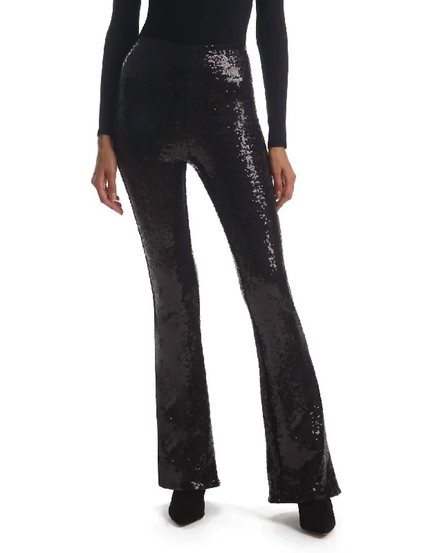 Comfortable Yoga Shorts -Sequin Flared Legging In Black
