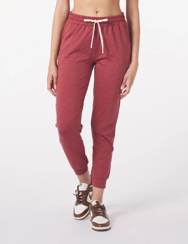 Yoga Pants for Full Coverage and Comfort -Serene Jogger: Brick Red Marble