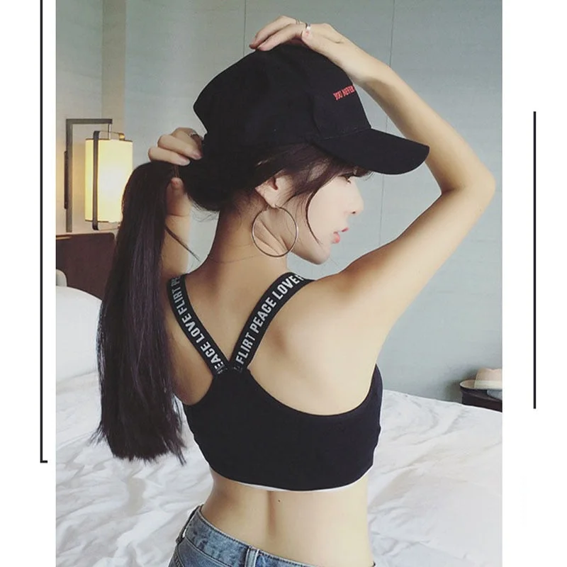 Yoga Tops with Relaxed Fit for Comfort -SEXYWG Women Yoga Shirt Letter Cross Sport Bh Top Female Gym Fitness Running Sports A B C D Bras Workout Underwear Yoga Vest Bra