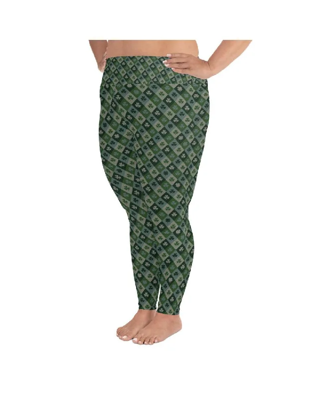Yoga Pants for Stability -Shamrock Pattern Plus Size Leggings