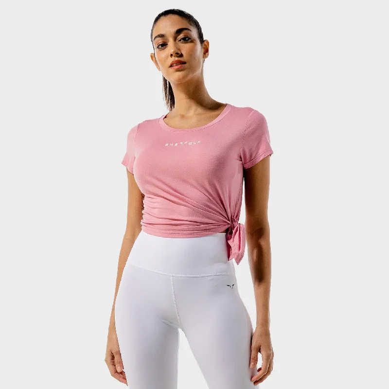 Yoga Tops for Deep Flexibility Training -She-Wolf Crop Top - Baby Pink