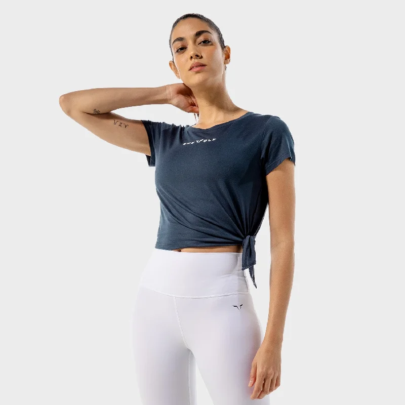 Yoga Tops for Deep Stretching Poses -She-Wolf Crop Top - Navy