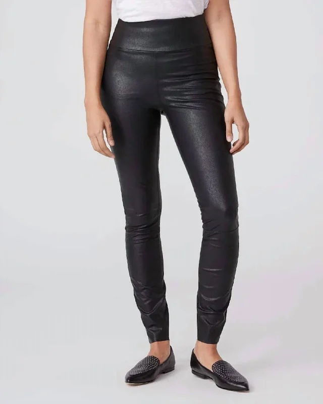Yoga Shorts for Flexibility and Comfort -Sheena Leather Legging In Black