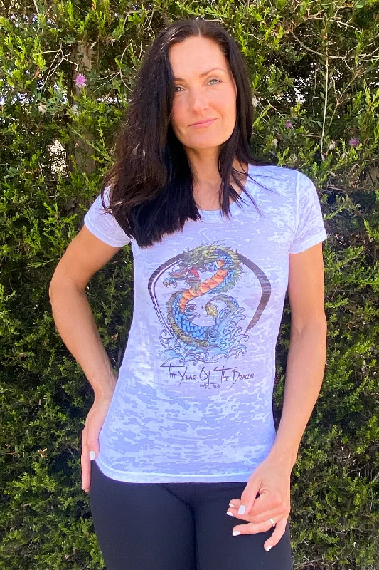 Women's Yoga Tops for Pilates and Flexibility -Shine and Lead Dragon Burnout Crew