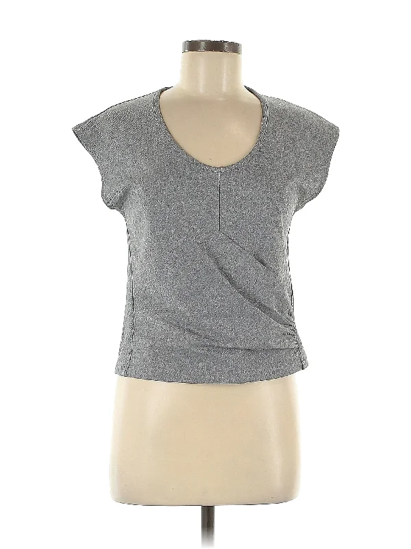 Women's Yoga Tops with Ribbed Fabric -Short Sleeve T Shirt