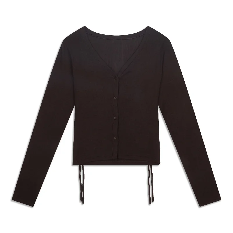 Yoga Tops for Warm-Up and Flexibility -Side-Cinch Ribbed Cardigan - Resale