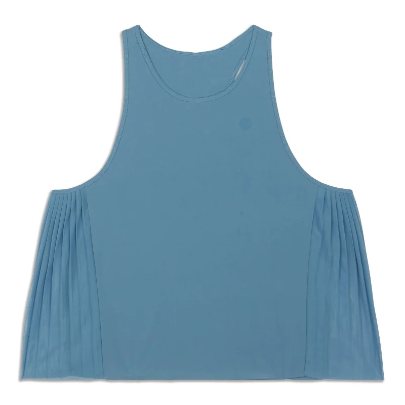 Women's Yoga Tops with Extra Flexibility -Side Pleats Tennis Tank Top - Resale
