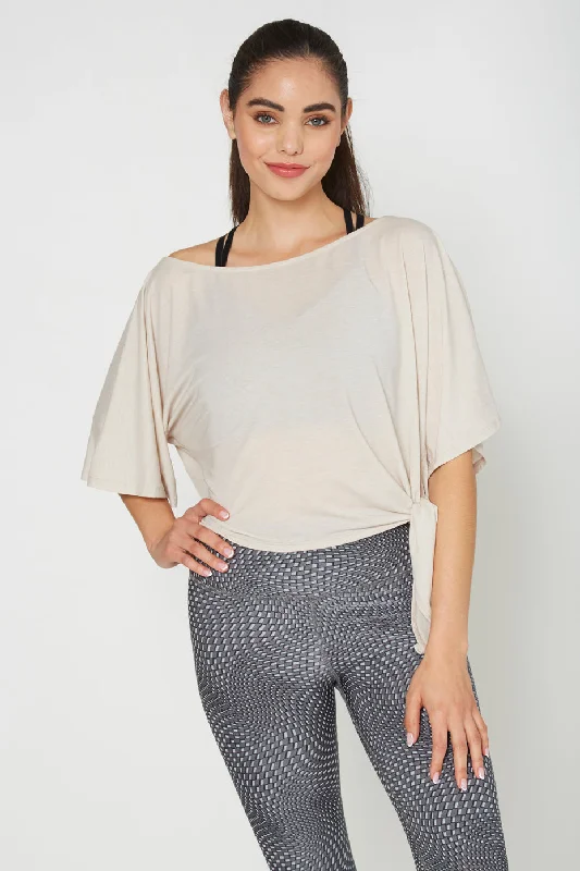 Women's Yoga Tops with Relaxed Fit -Side Tie Tee
