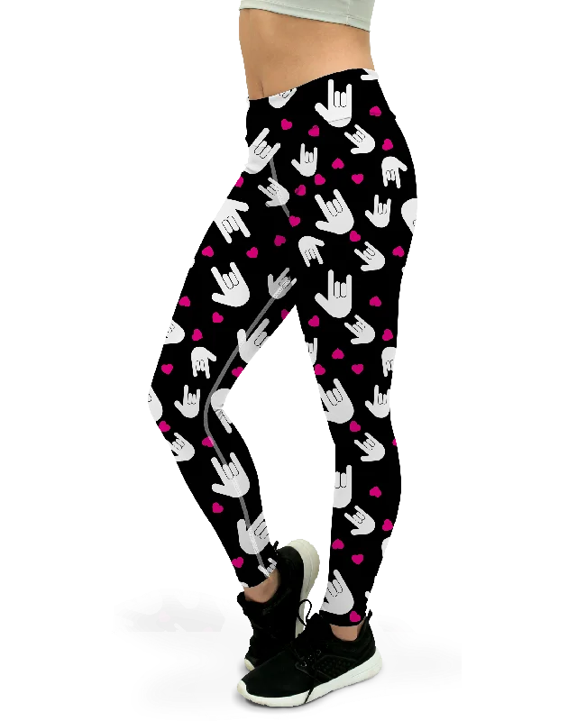 Soft Yoga Pants for Maximum Comfort -Sign Language I Love You Yoga Pants