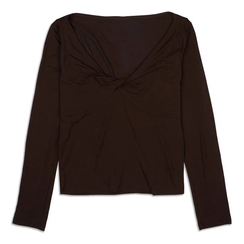 Yoga Tops for Comfortable Movement --Silk Blend V-Neck Long-Sleeve Shirt - Resale