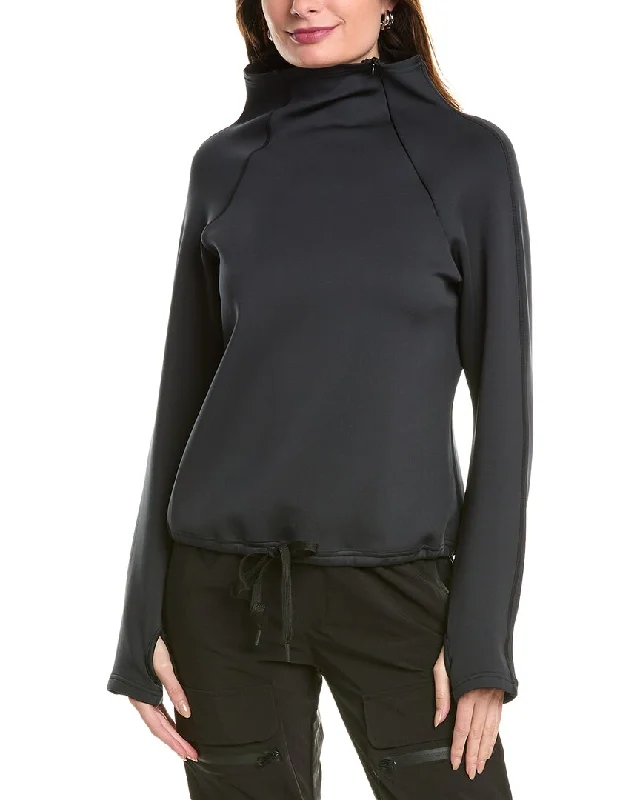 Women's Yoga Tops with High Coverage -SKEA Shine Zip Funnel Neck Top