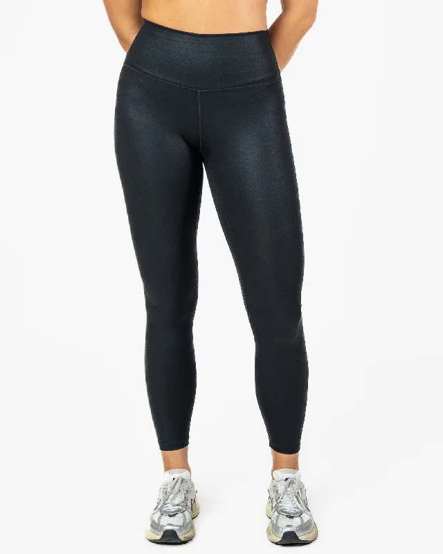 Yoga Pants with Seamless Waistband -Skin Salutation Leggings - Black Shimmer Foil