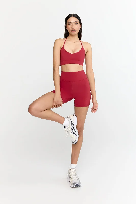 High-Waisted Yoga Shorts for Body Contouring -SKINLUXE HIGH WAISTED CYCLING SHORTS - RETRO RED